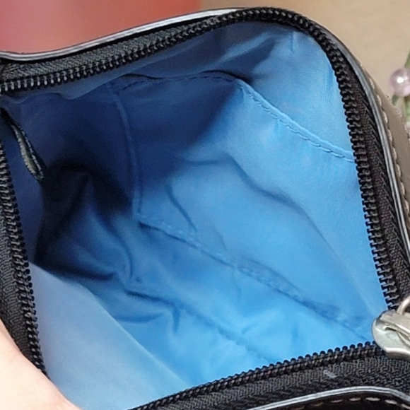 Coach Patent Leather Signature Embossed Wristlet Wallet Black Small - Picture 7 of 7